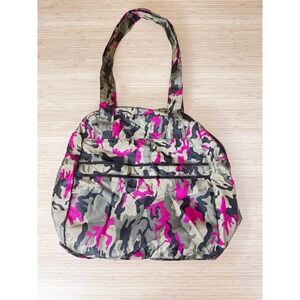 Lug Camo Pink Black Green Nylon Tote Shoulder Bag EXCELLENT CONDITION‎ Packable